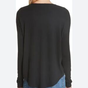 rag & bone Black Knit Long Sleeve Baseball Hem